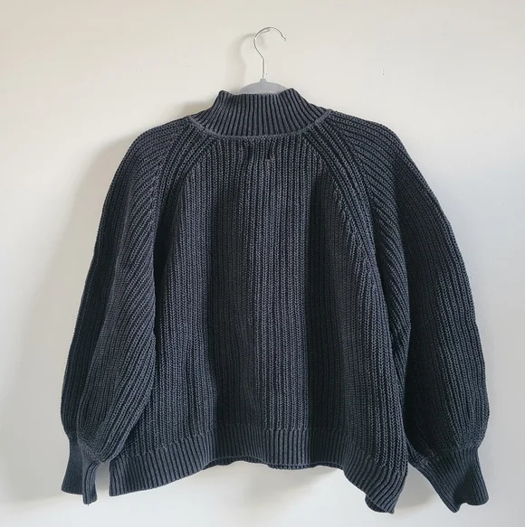GAP Femme Shaker Barrel Sleeve Knit Cowlneck Sweater Womens Medium Petite - Picture 8 of 10